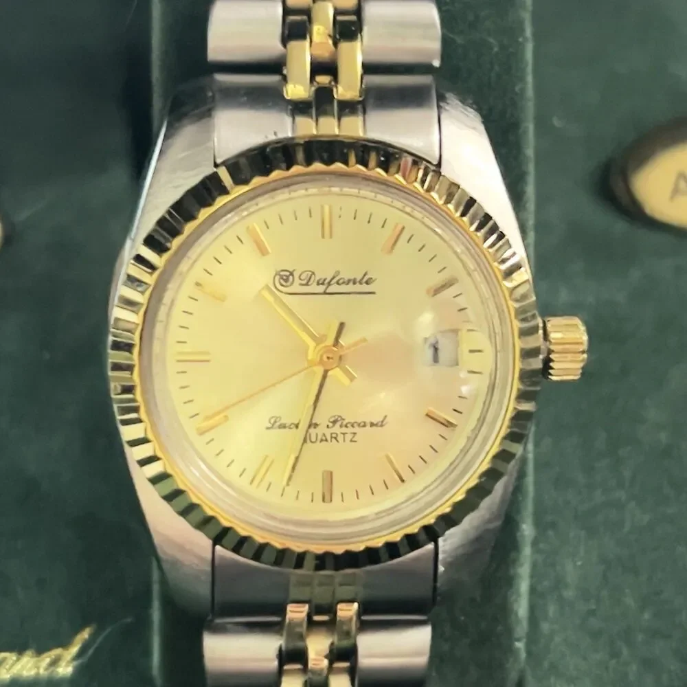 Vintage Dufonte Lucien Piccard Womens Quartz Watch Gold/Silver Tone NIB w/ COA